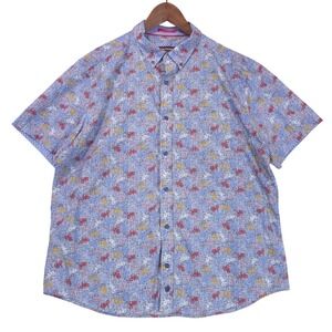 Johnston & Murphy Button Down Shirt Mens XL Blue Bicycle Print Cotton Whimsical